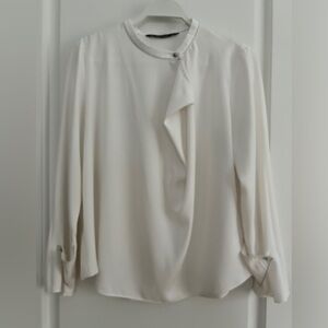 Zara, long sleeve blouse, size L, white